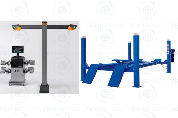 Комплект F4D-4 Подъемник 4-хст. г/п 4т,эл/гидр. с траверсой+T 7202 TAB Стенд сход-развал 3D